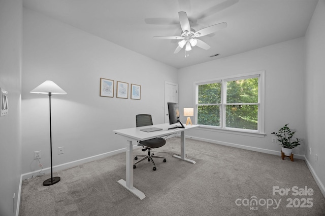 15831 Breton Brook St, Huntersville, NC 28078 - carpeted office space with baseboards and a ceiling fan