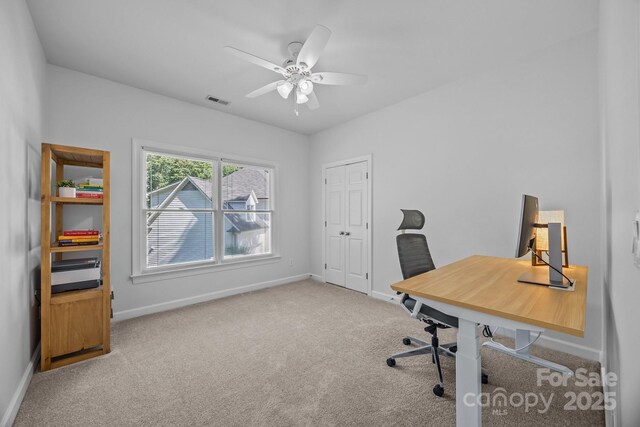 15831 Breton Brook St, Huntersville, NC 28078 - office space with baseboards, carpet floors, and ceiling fan