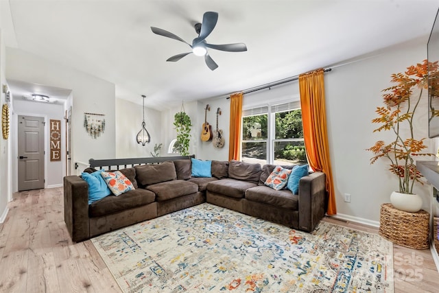 27037 Tidal Way, Tega Cay, SC 29708 - living area featuring light wood-style flooring and ceiling fan