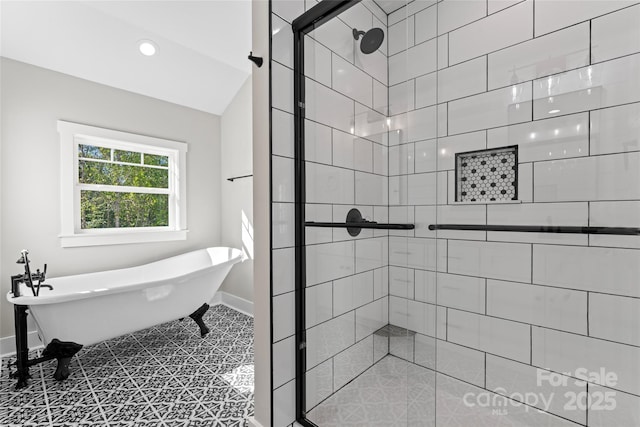 1222 Summerhill St SW, Lenoir, NC 28645 - full bathroom with a shower stall and a soaking tub