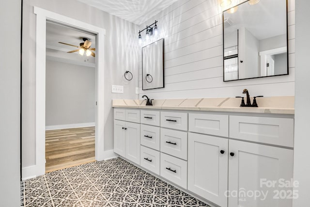 1222 Summerhill St SW, Lenoir, NC 28645 - full bathroom with double vanity and ceiling fan