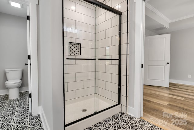 1222 Summerhill St SW, Lenoir, NC 28645 - full bathroom with ornamental molding and a stall shower