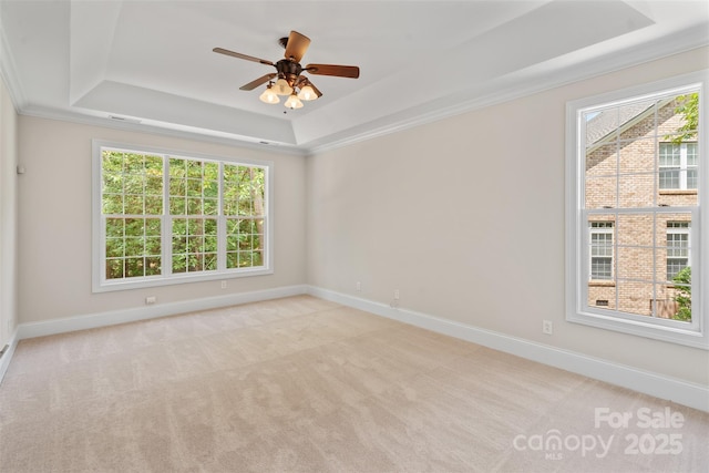 104 Whiterock Dr, Mount Holly, NC 28120 - unfurnished room featuring a tray ceiling, light carpet, healthy amount of natural light, baseboards, and ornamental molding