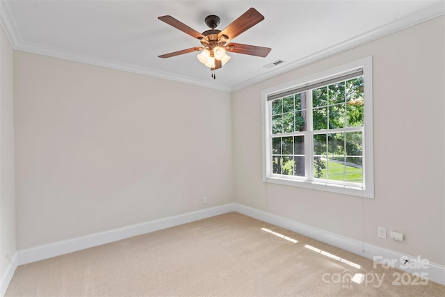 104 Whiterock Dr, Mount Holly, NC 28120 - empty room with light colored carpet, baseboards, ceiling fan, and crown molding
