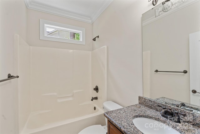 104 Whiterock Dr, Mount Holly, NC 28120 - full bathroom with ornamental molding, toilet, vanity, and bathtub / shower combination