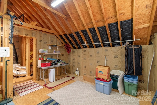 view of unfinished attic