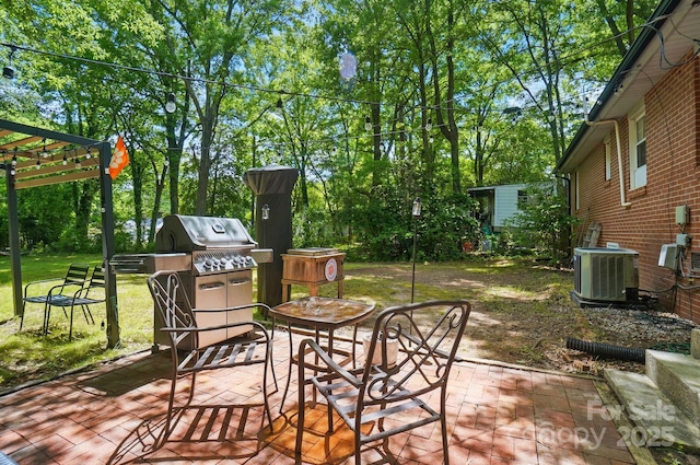 4647 General Pershing Dr, Charlotte, NC 28209 - view of patio with cooling unit, grilling area, a pergola, and view of scattered trees