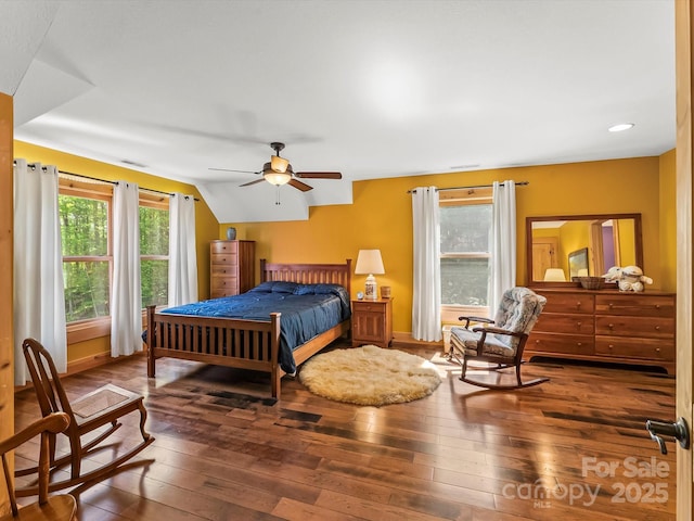 917 Otter Mountain Rd, Topton, NC 28781 - bedroom with wood-type flooring, baseboards, ceiling fan, and recessed lighting
