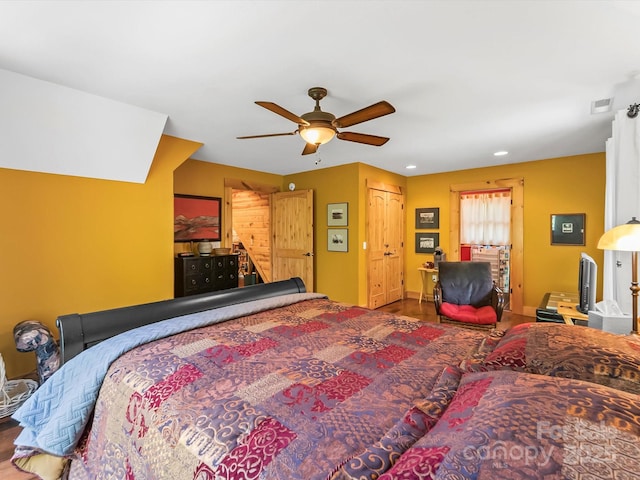 917 Otter Mountain Rd, Topton, NC 28781 - bedroom featuring wood finished floors, recessed lighting, and ceiling fan