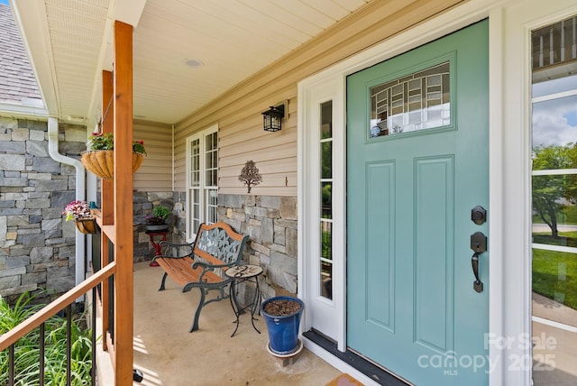 50 Pinerose Dr, Weaverville, NC 28787 - entrance to property featuring stone siding and covered porch