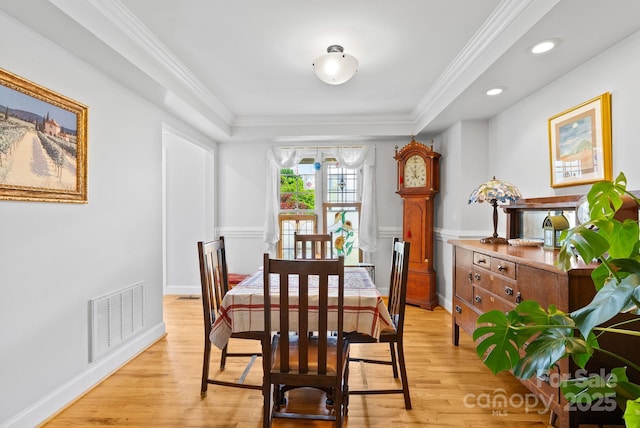 50 Pinerose Dr, Weaverville, NC 28787 - dining space with crown molding, light wood-type flooring, recessed lighting, and a chandelier