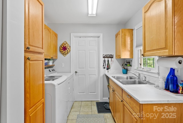 50 Pinerose Dr, Weaverville, NC 28787 - laundry room featuring washer and clothes dryer, cabinet space, and light tile patterned flooring