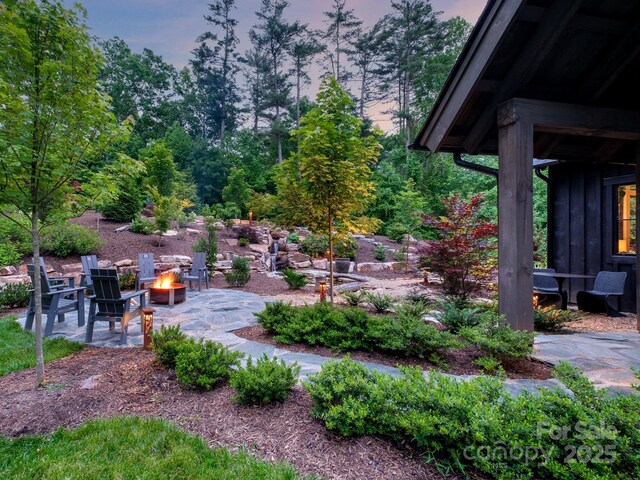276 Stone Field Trl, Brevard, NC 28712 - view of yard with a fire pit and a patio area