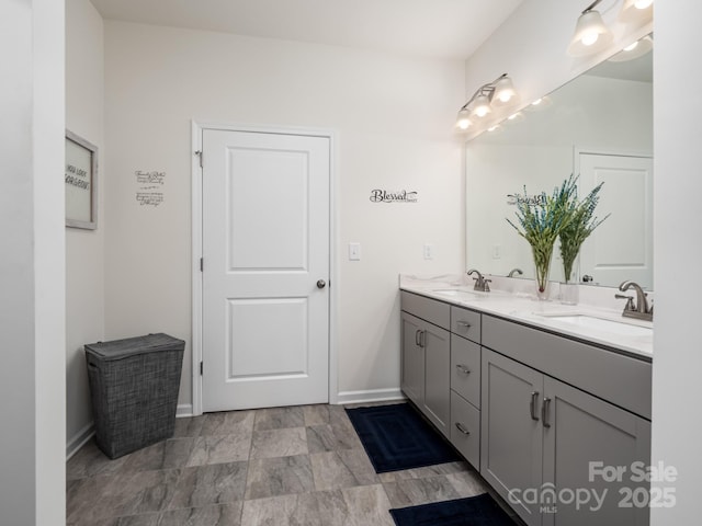 6381 Trinity Crossing Cir, Kannapolis, NC 28081 - full bathroom with double vanity and baseboards