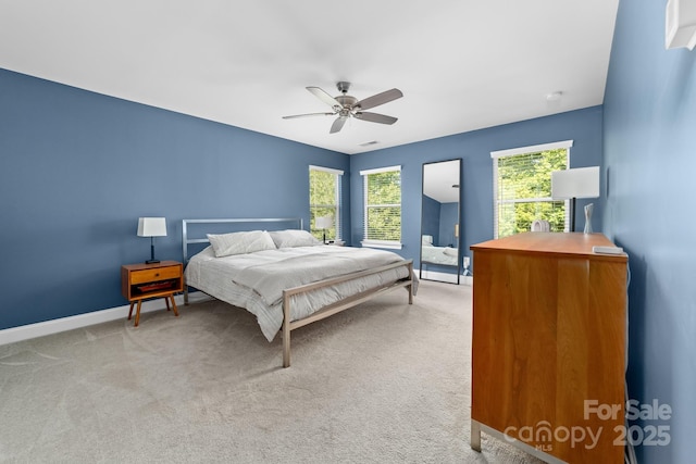 3615 Alamito Ln, Charlotte, NC 28214 - bedroom with light colored carpet, baseboards, and ceiling fan