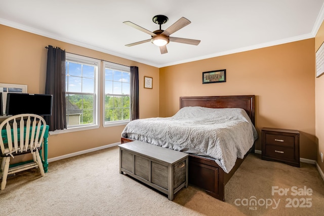 14 Phoenix Cir, Alexander, NC 28701 - bedroom featuring ornamental molding, baseboards, carpet, and ceiling fan