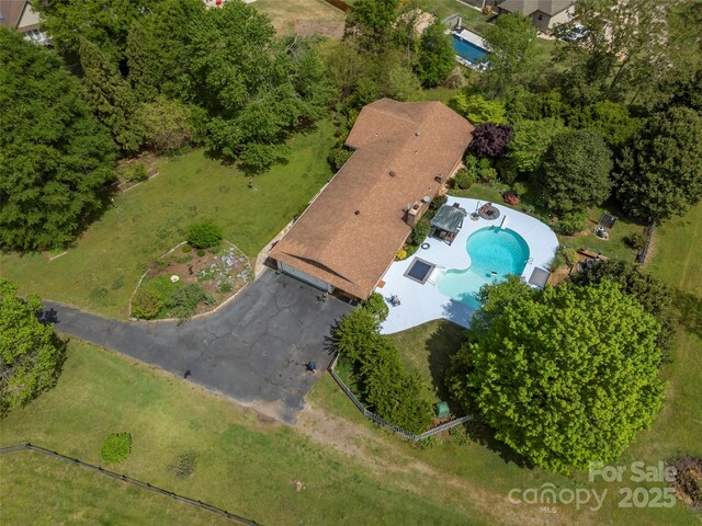 aerial view of a pool