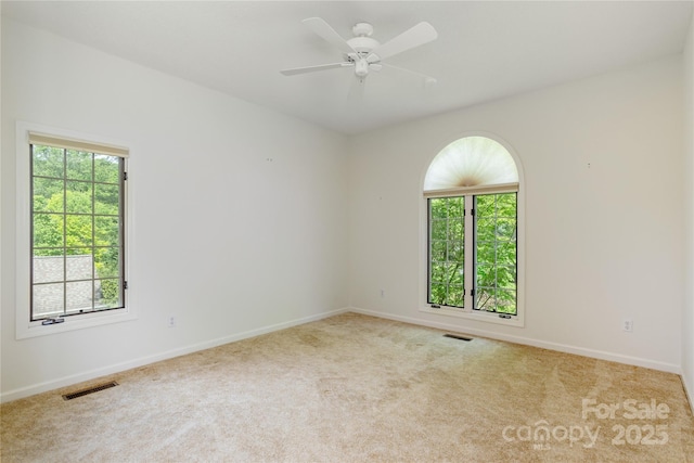 empty room with healthy amount of natural light, carpet flooring, and baseboards
