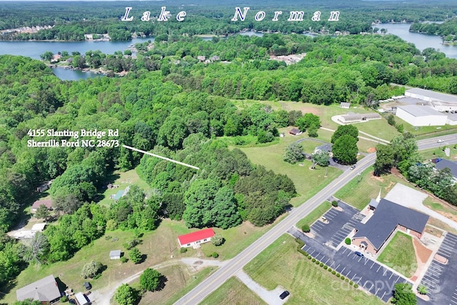 4155 Slanting Bridge Rd, Sherrills Ford, NC 28673 - aerial view of property's location featuring a forest and a nearby body of water
