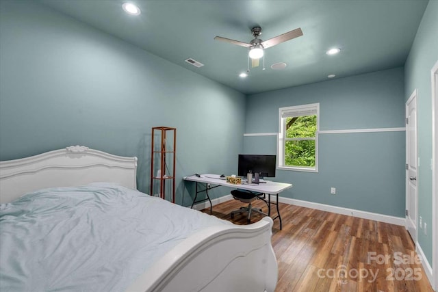 36 Nader Ave, Weaverville, NC 28787 - bedroom featuring wood finished floors, recessed lighting, a ceiling fan, and a desk