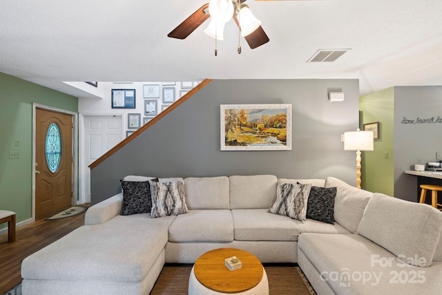 10 Kettle Creek Ln, Brevard, NC 28712 - living area with wood finished floors and a ceiling fan