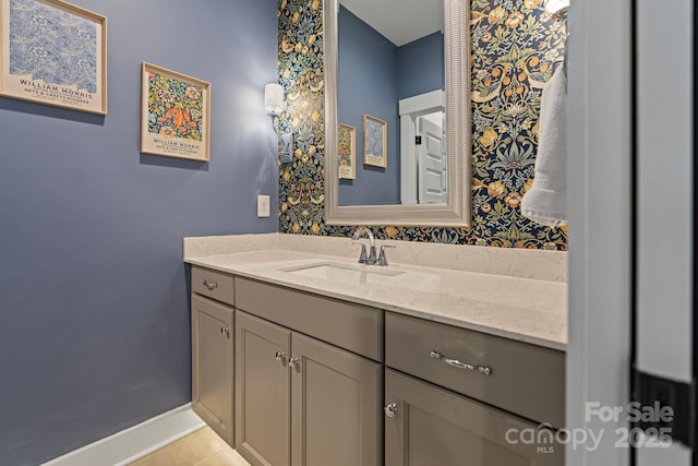 1502 Matthew Mcclure Cir, Davidson, NC 28036 - bathroom featuring vanity, baseboards, and tile patterned floors
