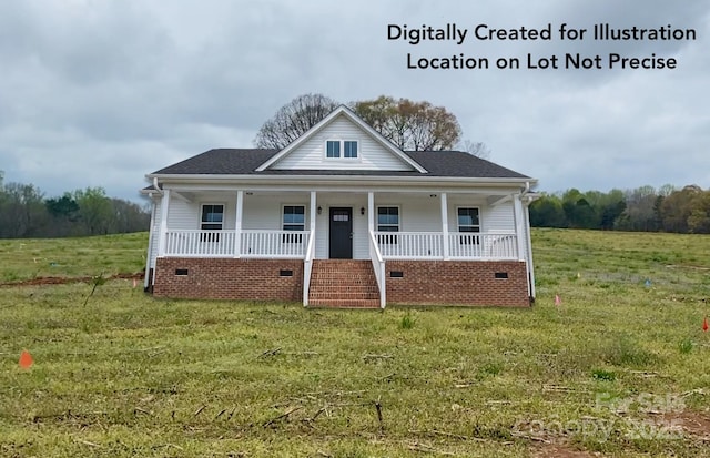 TBD Alf Hoover Rd Unit 4, Lincolnton, NC 28092 - bungalow-style house featuring crawl space, covered porch, a front lawn, and a shingled roof