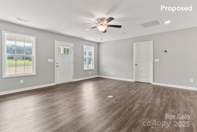 TBD Alf Hoover Rd Unit 4, Lincolnton, NC 28092 - entryway featuring ceiling fan, dark wood-style flooring, and baseboards