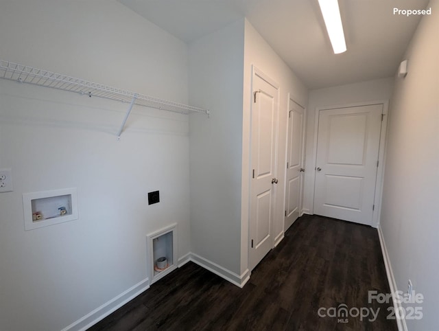 TBD Alf Hoover Rd Unit 4, Lincolnton, NC 28092 - washroom featuring dark wood-type flooring, electric dryer hookup, baseboards, and washer hookup