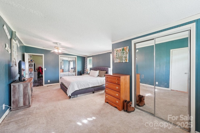 4122 Canal Rd, Marshville, NC 28103 - bedroom featuring a textured ceiling, carpet flooring, ornamental molding, a ceiling fan, and baseboards