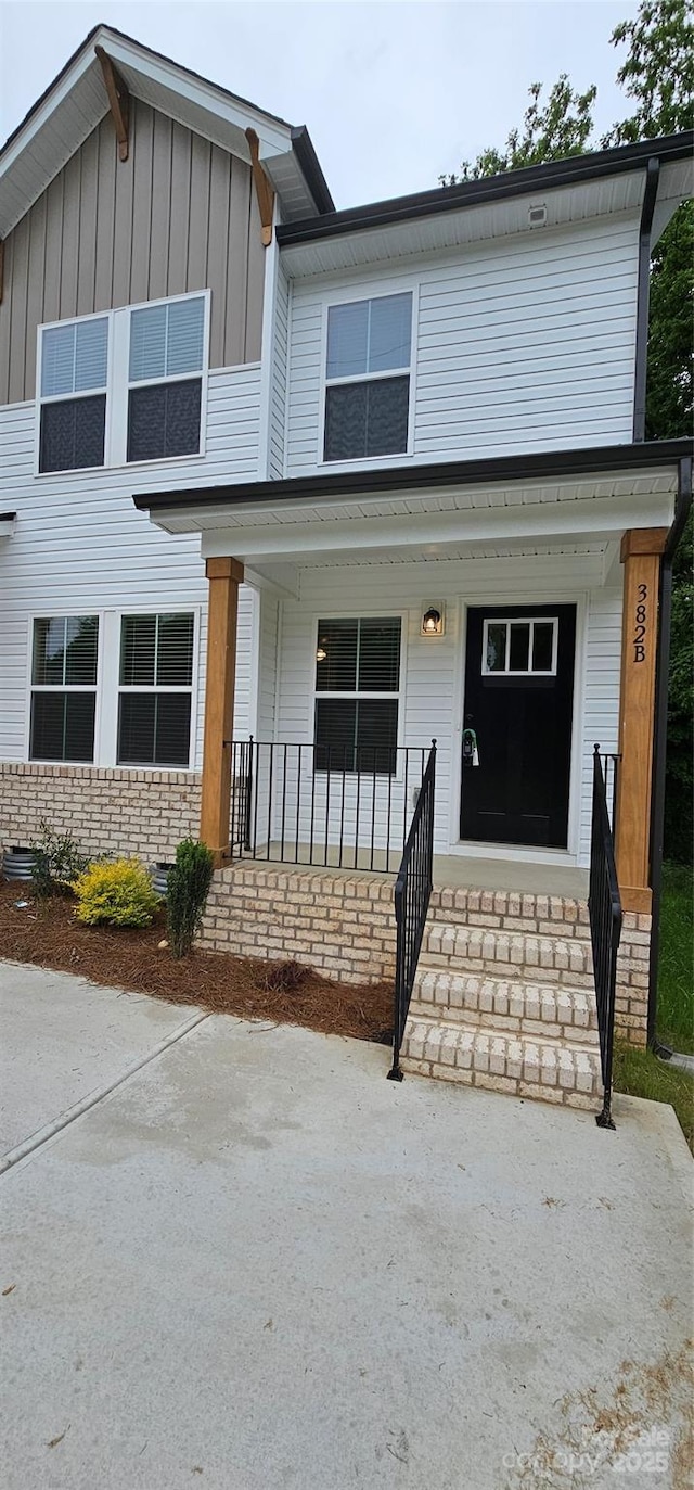 view of front of property featuring a porch and board and batten siding