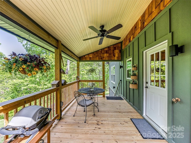 1846 Utah Mountain Rd, Waynesville, NC 28785 - wooden deck featuring a ceiling fan