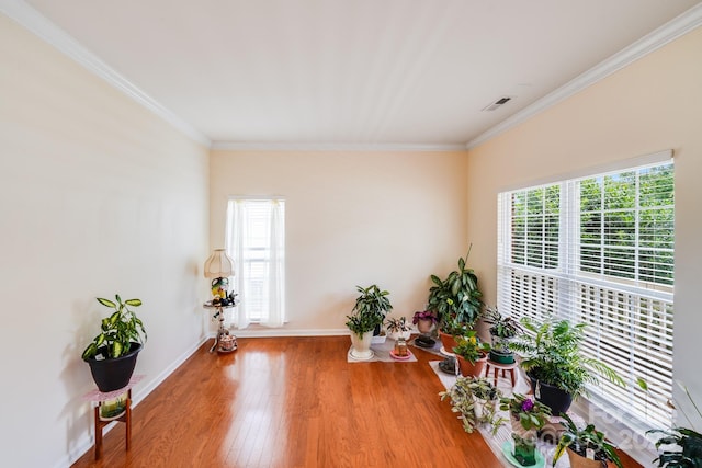 6227 Castlecove Rd, Charlotte, NC 28278 - sitting room featuring wood finished floors, healthy amount of natural light, and crown molding