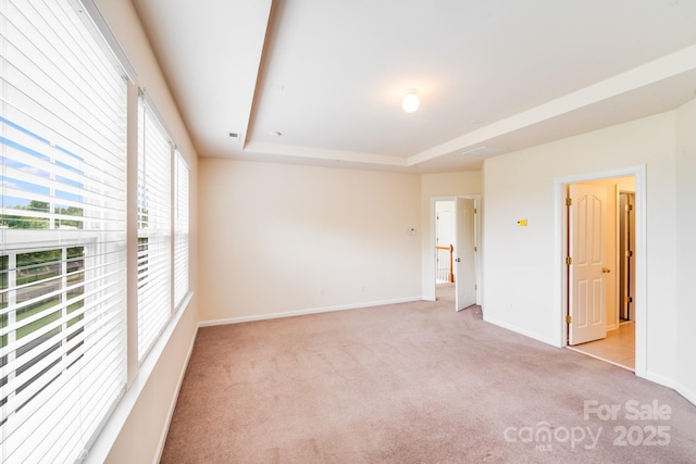 6227 Castlecove Rd, Charlotte, NC 28278 - unfurnished bedroom featuring light carpet and a tray ceiling
