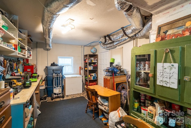 202 Otto Heights Rd, Franklin, NC 28734 - basement with a workshop area and carpet
