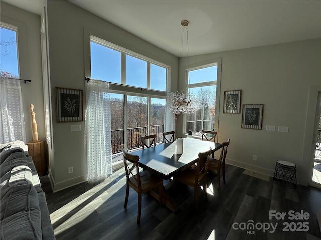 3149 Winter Hawk Ln, Lenoir, NC 28645 - dining space featuring dark wood-type flooring and baseboards