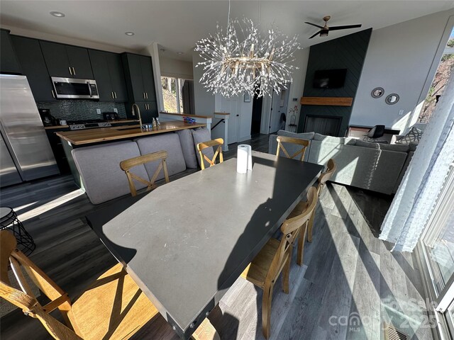 3149 Winter Hawk Ln, Lenoir, NC 28645 - dining space featuring dark wood-style floors and a ceiling fan