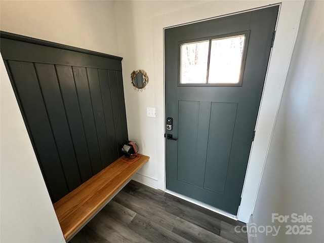 3149 Winter Hawk Ln, Lenoir, NC 28645 - mudroom featuring dark wood-type flooring and baseboards