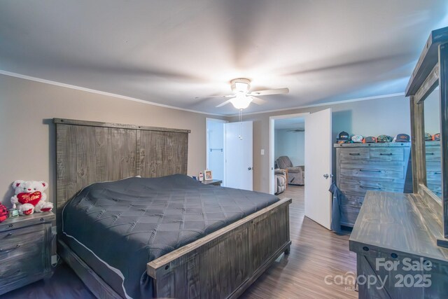 28782 Canton Rd Unit A, Albemarle, NC 28001 - bedroom featuring ornamental molding, wood finished floors, and ceiling fan