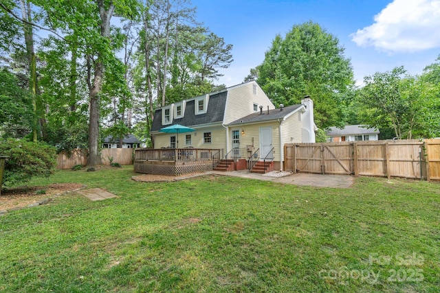 1014 Vandalia Dr, Charlotte, NC 28212 - rear view of house with a gate, a wooden deck, roof with shingles, and a gambrel roof