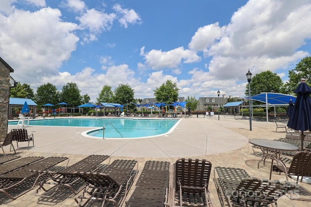community pool featuring a patio area