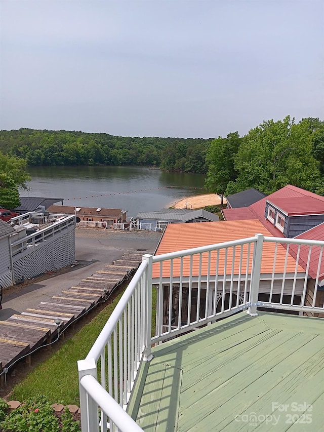 125 Maple St, New London, NC 28127 - deck featuring a water view and a wooded view