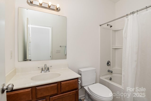 12792 Clydesdale Dr, Midland, NC 28107 - bathroom featuring vanity, shower / bath combo with shower curtain, and toilet