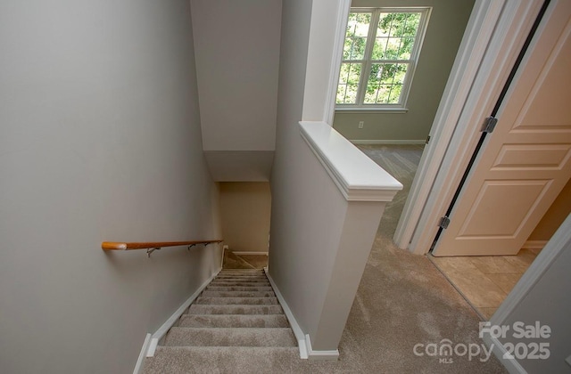 4938 Sunset Ridge Ct, Charlotte, NC 28269 - staircase with carpet flooring and baseboards