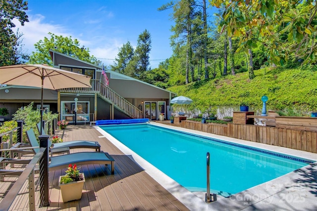 6664 Lake Shore Dr, Hickory, NC 28601 - view of pool featuring a wooden deck and stairs