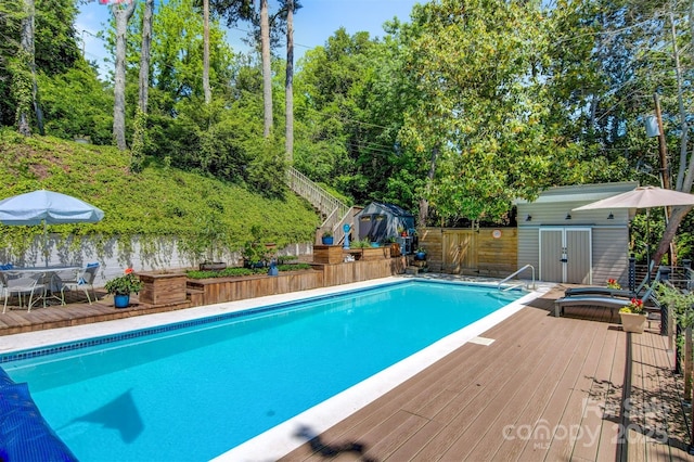 6664 Lake Shore Dr, Hickory, NC 28601 - view of swimming pool featuring a deck and outdoor dining space
