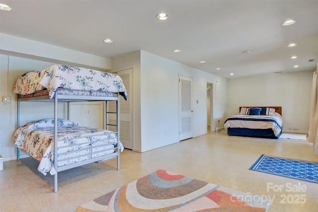 6664 Lake Shore Dr, Hickory, NC 28601 - bedroom with baseboards, tile patterned floors, and recessed lighting