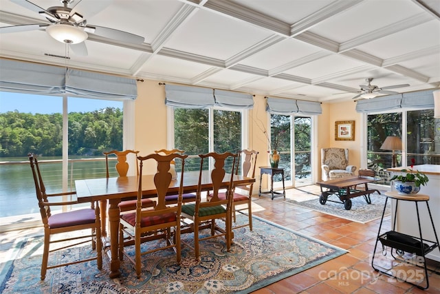 6664 Lake Shore Dr, Hickory, NC 28601 - sunroom with coffered ceiling and beam ceiling