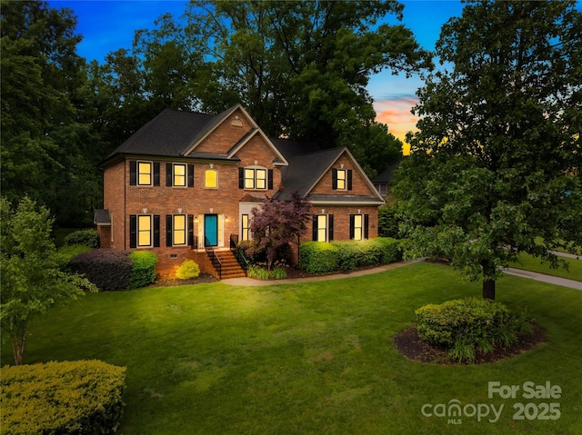 4339 Shannamara Dr, Matthews, NC 28104 - view of front of house with brick siding and a lawn