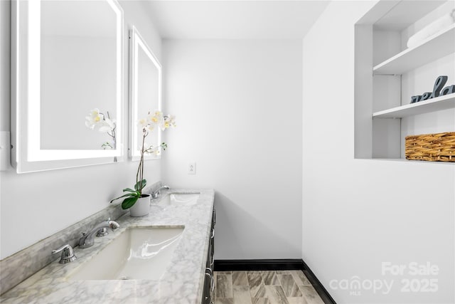 4339 Shannamara Dr, Matthews, NC 28104 - bathroom featuring double vanity and baseboards